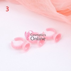 Inele pentru Adezivul de Gene sau Microblading 1 compartiment, ISGR03 - Pink, 3 bucati